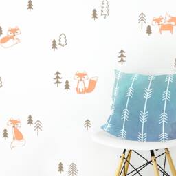 Cute Foxes in The Forest Wall Decal Set - Fox Decals, Pine Tree Woodland Nursery Gift For Her - thumbnail 3