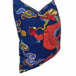Schumacher Magical Ming Dragon Libertine Blue Cushion Cover Pillow Double Sided - thumbnail 2