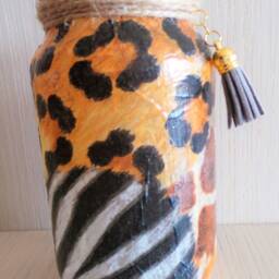 Animal Print Light Jar, Safari Candle Holder, Jungle Lantern - thumbnail 3