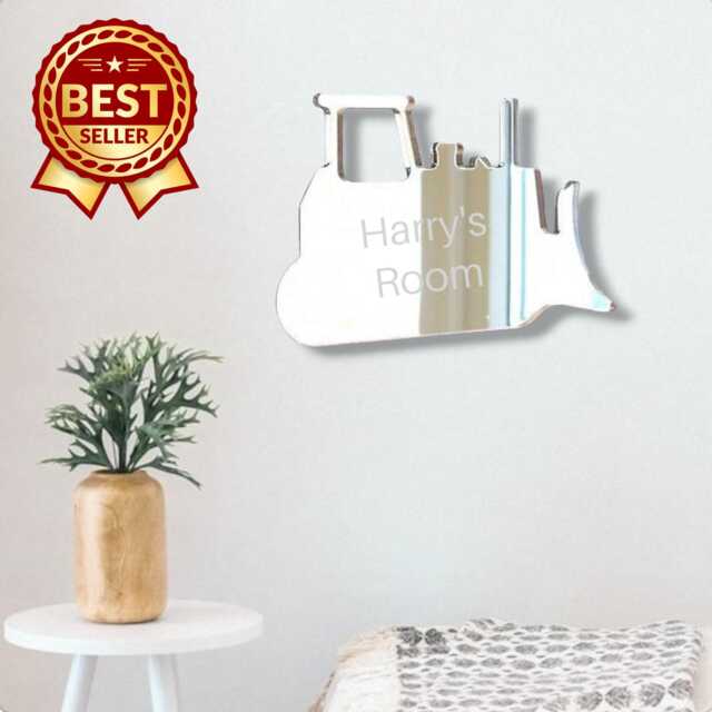 Bulldozer Acrylic Mirror Wall Art Personalized Engraving Available - image 1