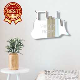 Bulldozer Acrylic Mirror Wall Art Personalized Engraving Available