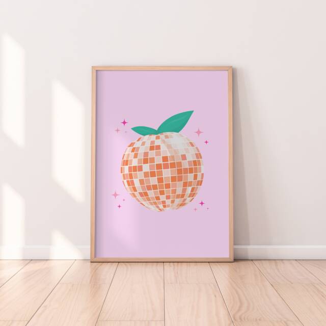 Disco Peach Print - Print, Eclectic Colourful, Retro Wall Art, Funky Living Room Bedroom Prints - image 1