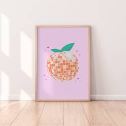 Disco Peach Print - Print, Eclectic Colourful, Retro Wall Art, Funky Living Room Bedroom Prints - thumbnail 1