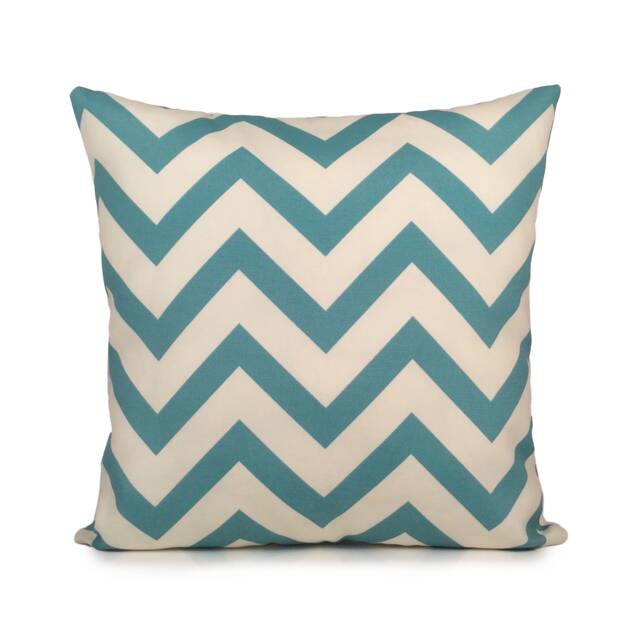 Turquoise Blue & Off White Pillow, Throw Pillow Cover, Decorative Cushion Chevron, Accent Cotton Blend - image 1