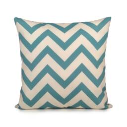 Turquoise Blue & Off White Pillow, Throw Pillow Cover, Decorative Cushion Chevron, Accent Cotton Blend