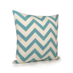 Turquoise Blue & Off White Pillow, Throw Pillow Cover, Decorative Cushion Chevron, Accent Cotton Blend - thumbnail 2