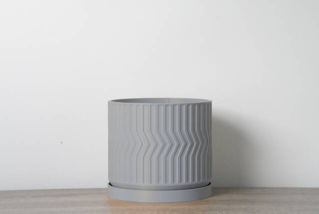 "Sedona Planter With Drainage & Saucer in Gray, Unique 3D-Printed Plant Pot, Small To Large Sizes 4"" 5"" 6"" 7"" 8" - image 1