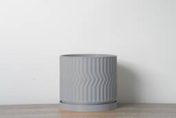 "Sedona Planter With Drainage & Saucer in Gray, Unique 3D-Printed Plant Pot, Small To Large Sizes 4"" 5"" 6"" 7"" 8" - thumbnail 1
