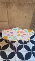 Coffee Table, Terrazzo, Cloud, Side, Balcony On Metal Legs