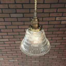 "Industrial Pendant Light -Antique Brass 6 1/2"" Hyalophane Glass Bell with Patented ""Huila Electrical Connectors" - thumbnail 3
