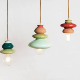 Pendant Ceramic Lamp, Hanging Lampshade, Handmade Design, Contemporary Artwork Creation, Unique Light Fixture Gift - thumbnail 4