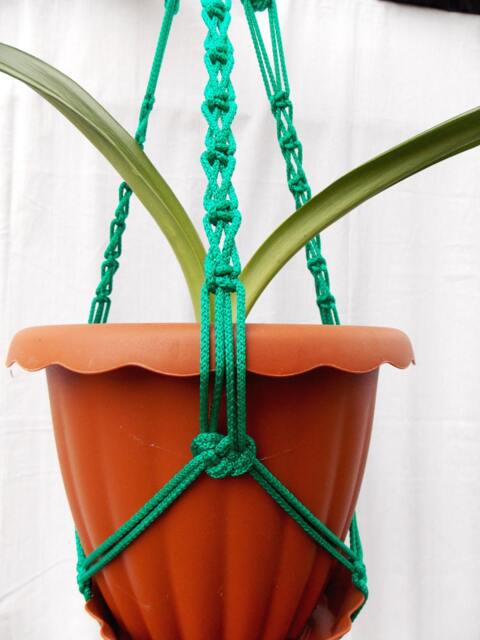 Macrame Plant Hanger 24 Inches 3mm - Green Hanging Planter Plant Holder Macrame Wall Hanging Planter Pattern Pot - image 1