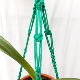 Macrame Plant Hanger 24 Inches 3mm - Green Hanging Planter Plant Holder Macrame Wall Hanging Planter Pattern Pot - thumbnail 3