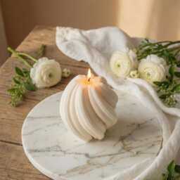 Swirl Pillar Candle - Sculptural Soy Wax Handmade Decorative Modern Home Decor Eclectic Gift For Her - thumbnail 2