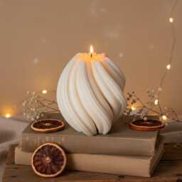Swirl Pillar Candle - Sculptural Soy Wax Handmade Decorative Modern Home Decor Eclectic Gift For Her - thumbnail 3