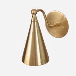 Handcrafted Modern Style Mid Century Raw Brass Wall Lamp Light Italian Lamps Campana Hall Entrance Powder Bath - thumbnail 2