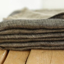 Black Softened Linen Throw Blanket Fringed Bed Cover - thumbnail 2