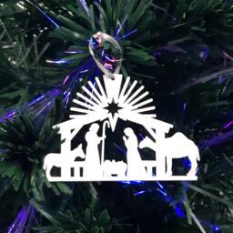 Nativity Scene Christmas Tree Decorations, Custom Colours & Woods, Bespoke Shapes & Sizes Made - thumbnail 2
