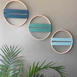 Desert Color Yarn Wall Art Repurposed Drum Wood Decor - thumbnail 4