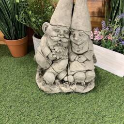 stone Garden Pair Of Loving Gnomes On A Bench Gift Ornament - thumbnail 2