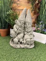 stone Garden Pair Of Loving Gnomes On A Bench Gift Ornament - thumbnail 1