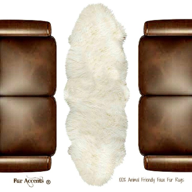 Ivory Faux Sheepskin Rug - Double Sheep Design, Animal Friendly - image 1