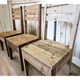 Reclaimed Dining Chair Set - Rustic Seating Scaffold Board Wood The Elm - thumbnail 2