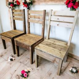 Reclaimed Dining Chair Set - Rustic Seating Scaffold Board Wood The Elm - thumbnail 3