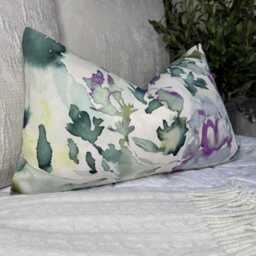 Olivia Floral Watercolour Cushion Cover - Cotton Linen Blend High-Quality Fabric Made in UK - thumbnail 4