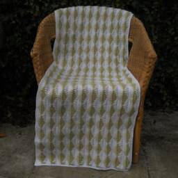 Bed Runner/Throw/Blanket For Single Bed Or Child Bed. Hand Crocheted Using Pale Green & White Wool Mix Yarn - thumbnail 3