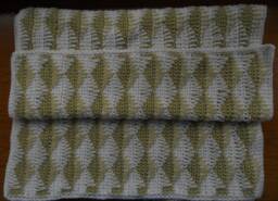 Bed Runner/Throw/Blanket For Single Bed Or Child Bed. Hand Crocheted Using Pale Green & White Wool Mix Yarn