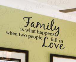 Family What Happens When Two People Fall Love Home Decorative Vinyl Sticker Graphic Art Lettering Decor Large Wall Decal Quote Saying F05 - thumbnail 1