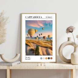 Cappadocia Print, Travel Hot Air Balloon Poster, Housewarming Gift, Modern Prints, Print - thumbnail 3