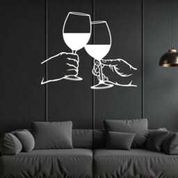 Modern Abstract Kitchen Bar Decor, Personalized Metal Wine Glass Wall Art, New Home Gift, Valentines Gift, Art, Wall Decor, Metal Sign - thumbnail 2