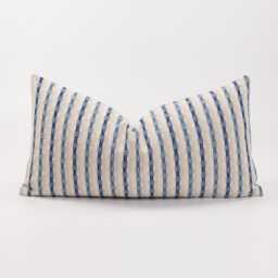Neutral & Blue Striped Throw Pillow Cushion Cover, Off-White Beige Oatmeal Farmhouse, Coastal Nautical Cotton