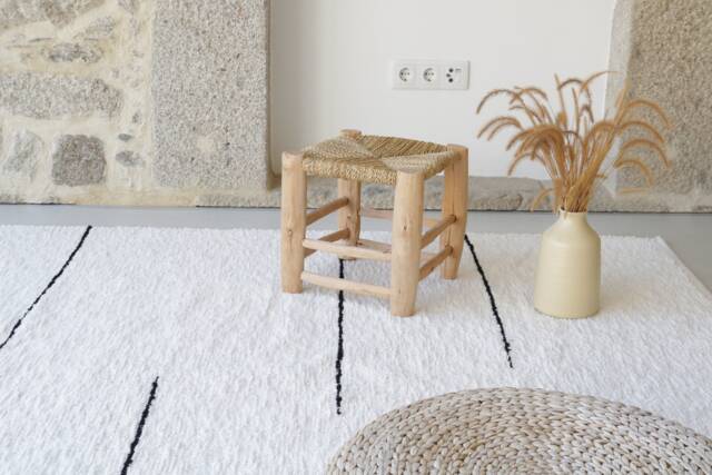 Large White Rug With Black Stripes 170x240 cm, Area Rug, Abstract Design Living Room Bedroom Modern Kids Decor - image 1