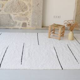 Large White Rug With Black Stripes 170x240 cm, Area Rug, Abstract Design Living Room Bedroom Modern Kids Decor - thumbnail 3