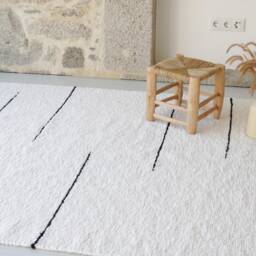 Large White Rug With Black Stripes 170x240 cm, Area Rug, Abstract Design Living Room Bedroom Modern Kids Decor - thumbnail 2