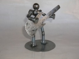 Bass Guitarist, Metal Bolt Figurine, Upcycled Art, Musician - thumbnail 1