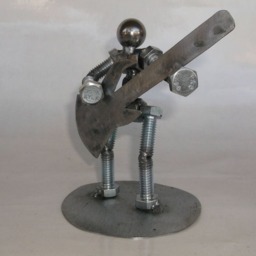 Bass Guitarist, Metal Bolt Figurine, Upcycled Art, Musician - thumbnail 3