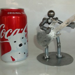 Bass Guitarist, Metal Bolt Figurine, Upcycled Art, Musician - thumbnail 4