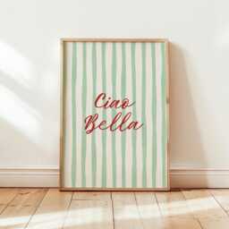 Ciao Bella Print Retro Italian Stripes, Red & Green - thumbnail 2