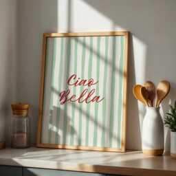 Ciao Bella Print Retro Italian Stripes, Red & Green - thumbnail 3