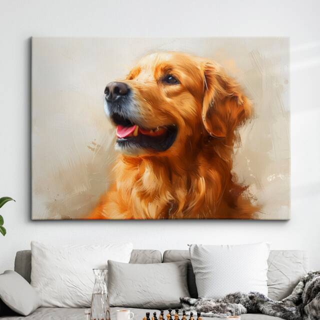 Golden Retriever Dog Pet Abstract Modern Painting Splatter Wall