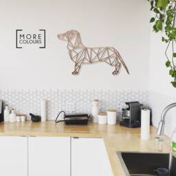 Geometric 3D Wall Art Dachshund Sausage Dog Wooden - Various Breeds Available Gold Copper Silver Metal Look - thumbnail 1