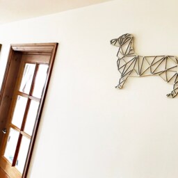 Geometric 3D Wall Art Dachshund Sausage Dog Wooden - Various Breeds Available Gold Copper Silver Metal Look - thumbnail 2