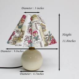 Handmade Fabric Skirt Table Lamp Floral Pattern Shade, Ceramic Base-134# - thumbnail 2