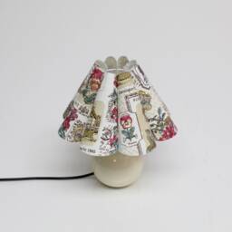 Handmade Fabric Skirt Table Lamp Floral Pattern Shade, Ceramic Base-134# - thumbnail 3