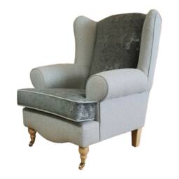 Elephant Print Wingback Chair Handmade Queen Anne Style Armchair - thumbnail 3