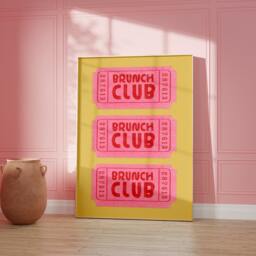 Brunch Club Ticket Print Poster, Bruch Wall Art, Retro Trendy Art Kitchen Prints, Decor Food Pink 2455 - thumbnail 2